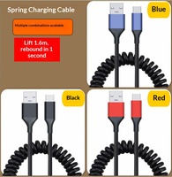 Kabel Pengisian Daya Tipe-C ke USB-A dengan Selubung TPE untuk Pengisian Cepat 15W & Transfer Data USB2.0 5A Kompatibel di Mobil