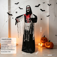 2026 Neuer elektrischer schwingender schwarzer Roben-Zombie als stehender Geist – Horror-Deko-Atmosphärenornament für Halloween-Escape Rooms