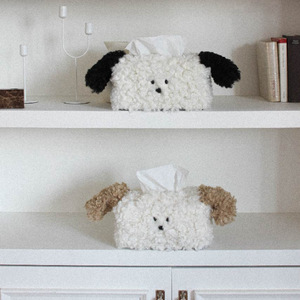 Boîte/sac à mouchoirs en peluche mignon en forme de chiot, parfait pour le style japonais et coréen, idéal pour la décoration du salon et du bureau. - Product Image 2