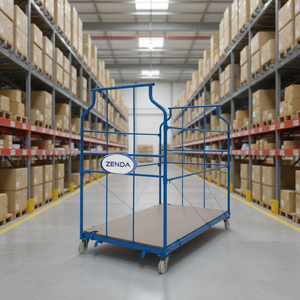 Chariot de stockage à roulettes <span class=keywords><strong>ZENDA</strong></span>, boîte de rangement à quatre roues, pliable sur 4 côtés, chariot logistique pour entrepôt - Product Image 1