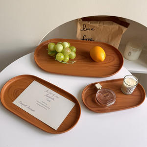 NEWELL Plateau de service Plats peu profonds Plateau de service en bois pour les fêtes Plateau de table à thé et à café - Product Image 3