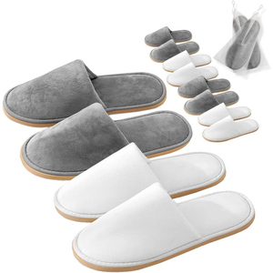 Chaussons d'hôtel jetables écologiques à prix bas du fabricant, semelle antidérapante, EVA souple, logo personnalisé OEM, couleur blanche, pour hommes et femmes - Product Image 1