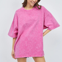 T-shirt en coton uni de qualité supérieure 2669, personnalisable avec logo, pour femme, coupe oversize, effet délavé, coupe carrée, épaules tombantes