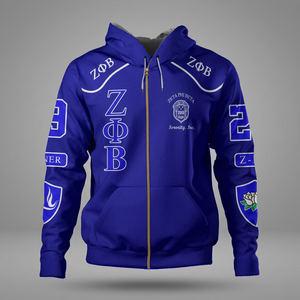 Sudadera con Capucha y Cremallera de Invierno Zeta Phi Beta con Diseño Impreso y Bordado, Tejido de Forro Polar, Estilo Sororidad Griega - Product Image 3