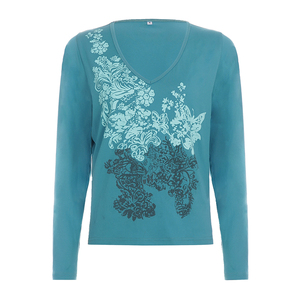 Haut en tricot à imprimé rétro, t-shirt à manches longues pour femme, haut imprimé décontracté vintage, style streetwear Y2K - Product Image 6