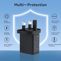 Pengisi Daya USB-A 15W 18W Colokan UK 3 Pin Pengisi Daya Cepat untuk Ponsel, Pad, Jam Tangan, Switch