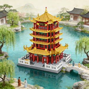 Bloques de Construcción de Plástico de Partículas Pequeñas Compatibles con la Torre del Grano Amarillo de Wuhan, Hubei, China, Juguetes Educativos de Estilo Nacional - Product Image 6