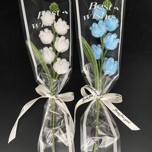 <span class=keywords><strong>Fiori</strong></span> Artificiali Campanula di Maggio Pronti all'Uso su Bastoncini Attorcigliati in Lana, <span class=keywords><strong>Fiori</strong></span> Artigianali all'Uncinetto per Bouquet, Decorazioni per Casa e Matrimoni - Product Image 3