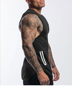 Sportswear Men Fitness Pocket <strong>Black</strong> <strong>Vest</strong> and Custom Tank Top - Product Image 3