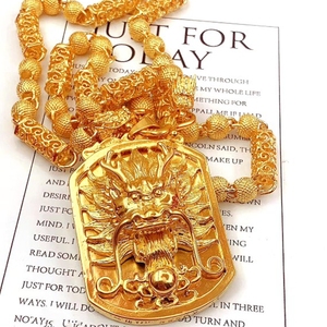 Collar con Colgante de Cadena de Eslabones Chapado en Oro de 24K, Diseño de Dragón, Estilo Hip Hop, Punk, Moderno, Regalo para Hombre - Product Image 5