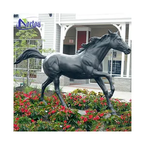 art work quality life size metal casting bronze running horse statue sculpture for park garden NTHJ-02