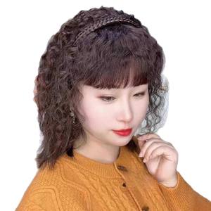 วิกผมยาวหยิกแบบมีหน้าม้าปัดข้าง ยี่ห้อในประเทศ แบบคาดผม ทำจากเส้นใยคาเนคาลอน ไม่ต้องใช้กาว เหมาะกับทุกรูปหน้า รุ่น BF182 7 - Product Image 1