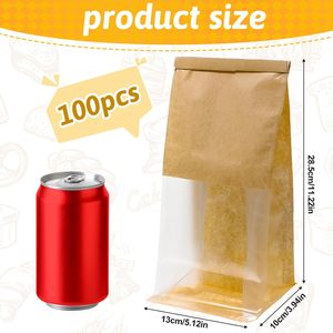 Biểu tượng tùy chỉnh dầu nướng rõ ràng bánh mì nướng cửa sổ cán cạnh thực phẩm Kraft Giấy Bánh mì bao bì túi - Product Image 3