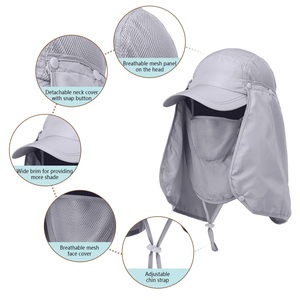 Sombrero de Pesca para Exteriores, de Secado Rápido, Transpirable, Impermeable, con Protección Solar UV, Orejeras y Cuello Extraíbles, Antimosquitos, para Hombres y Mujeres - Product Image 4