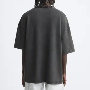 メンズTシャツカスタムロゴ綿100% ブランク特大高品質ヘビーウェイトTシャツリブネックストリートウェアTシャツ男性用