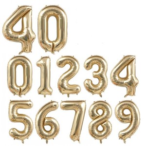 Venta caliente gigante de 40 pulgadas Número de oro blanco globo de papel de helio 18 pulgadas corazón estrella oro blanco enlace número uno globo para cumpleaños - Product Image 1