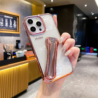 Nouvel Arrivage Coque de Téléphone Mobile Fille Brillant Transparent Rhodone Galavanisé avec Support Rouge à Lèvres pour iPhone 16 Pro Max - 11 Pro