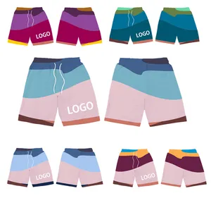 Customized Logo Mens Solid Colors Breathable Quick Dry Waterproof Beachwear Swimming Trunks with pockets