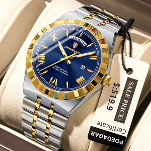 Uhr für Männer New Date Design Leuchtende wasserdichte Edelstahl Quarzuhr POEDAGAR - Product Image 6