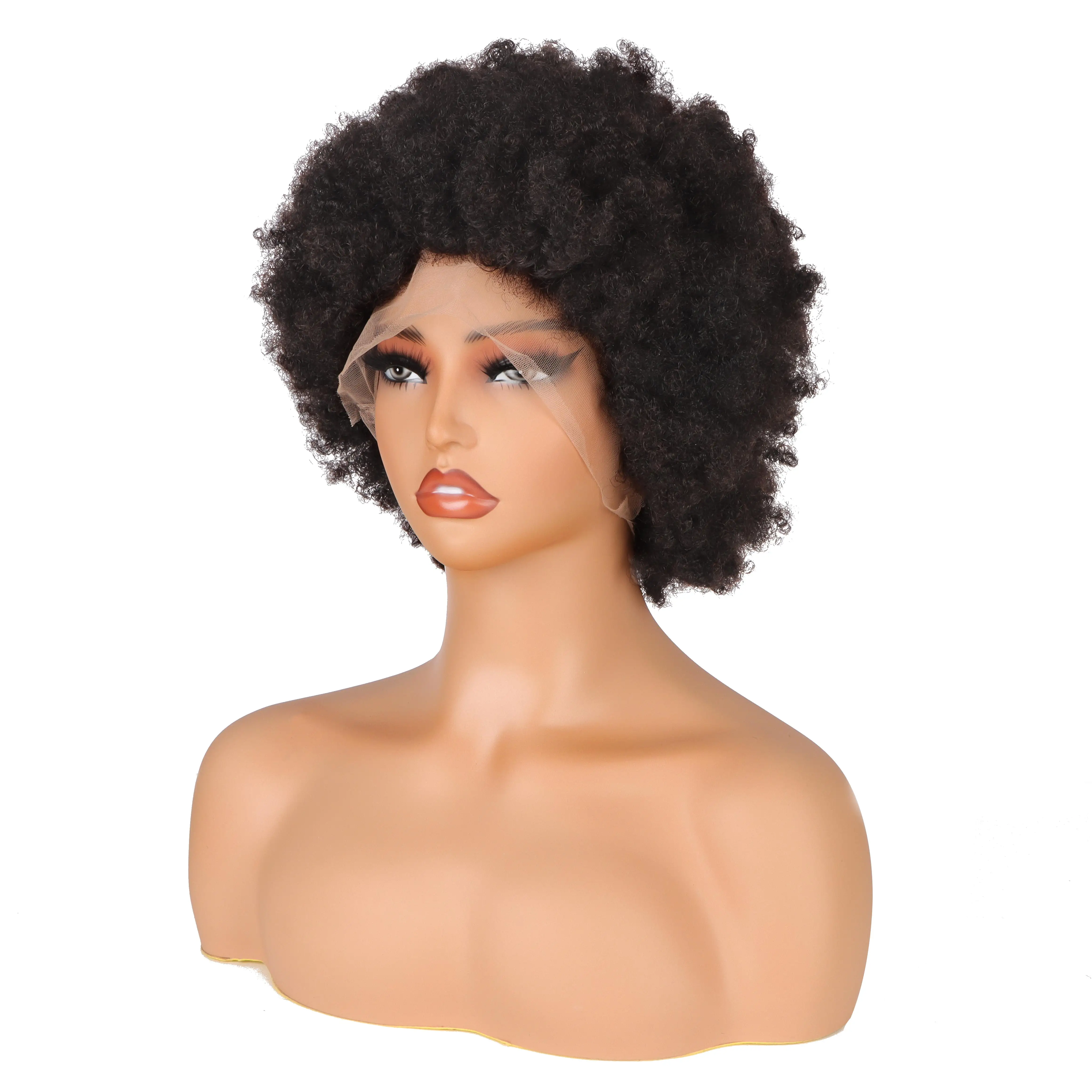 VAST Offre Spéciale gros Afro crépus bouclés perruque perruques de cheveux humains bruts brésilien 100% vierge pleine dentelle perruque