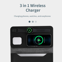 Chargeur sans fil magnétique en cuir texturé de luxe portable avec étui pour ordinateur portable et tapis de souris - Charge rapide 15W