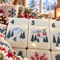 Set Mahjong Mewah Snow Ridge Hearth, 160 Buah Ubin Mahjong Amerika Dengan Tema Gubuk Pegunungan