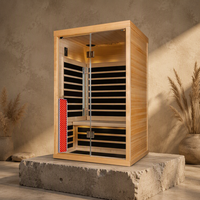 Sauna Inframerah Jauh Kayu Solid Terapi Cahaya Merah 2-Orang, Gym Elektrik Rumah untuk Penggunaan di Kamar Tidur, Desain Modern, Panel Kontrol Komputer