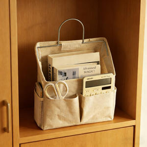 Sac de rangement mural en coton et lin, organisateur suspendu rectangulaire pour salle de bain, cuisine, chambre à coucher, fixation sur porte avec poches - Product Image 4