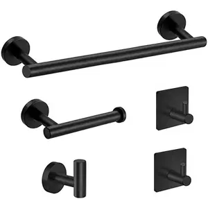 Wall Mounted Hardware Accessories Kit Black Bar Stainless Steel Bathroom Towel Rack