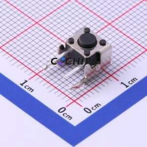 UK-B02124-G4.3-160 Tactile Switch Bent Lead Through Hole-4P,6x6mm Single Pole Single Throw Round Button 1.6N Right Angle Insert - Product Image 1