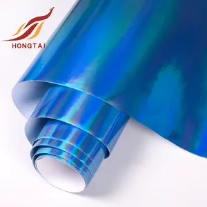 Cambio de color láser parpadeo coche decoración vinilo azul cromo vinilo envoltura