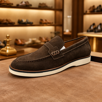 Mocassins Confortables en Cuir Véritable Marron Foncé pour Hommes, Cousus Main, Souples et Faciles à Enfiler, Idéals Printemps-Automne, Vente en Gros, Personnalisables