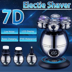 Mini afeitadora de cabeza calva para hombres en seco y húmedo 7 en 1 afeitadora recargable rotativa impermeable eléctrica inalámbrica profesional - Product Image 2