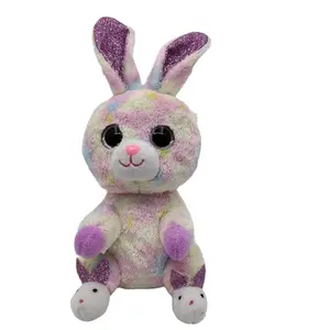 Ready To Ship Hot Sale Soft Rabbit Doll Colorful Glitter Big Eyes Stuffed Plush Animal Toys