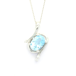 Bijoux fins ovales en diamant topaze bleue 18K 14K 9K, pendentifs à la mode pour femmes - Product Image 1