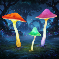 5 pièces en un groupe Unique champignon lampe ornement Sculpture lumière fantaisie fibre de verre champignon lampe pour Avatar scène jardin décor