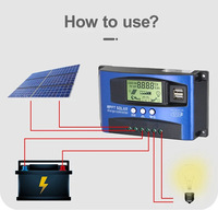 Contrôleur de charge de batterie solaire MPPT/PWM 10A-60A 12V/24V/36V/48V avec commutation automatique, 4 ports USB 5V/2A, efficacité 99,5%, écran LCD, 200W max PV
