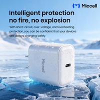 Chargeur rapide USB-C PD 25W Miccell avec protection de sécurité intelligente et large compatibilité pour les voyageurs et les employés de bureau