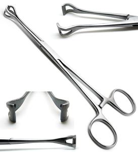 Pinzas para Tejidos Babcock de 6.4 Pulgadas, Acero Inoxidable, Instrumentos Quirúrgicos Manuales Veterinarios e Intestinales - Product Image 1