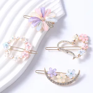 CN 4 pièces accessoires de cheveux de mariage en alliage de cristal pour les femmes pince à cheveux fleur strass