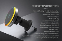 Chargeur de voiture sans fil universel 15W à charge rapide avec lumière RGB, support magnétique puissant, installation sur grille d'aération, lots en gros