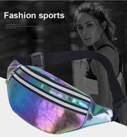 Sac banane holographique imperméable en PU avec ceinture réglable, sac bandoulière unisexe pour le sport, les voyages et la plage