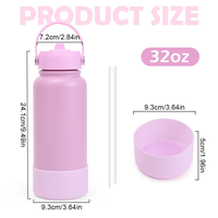 Bouteille d'eau de sport en gros, en stock, 18 oz et 32 oz, avec revêtement en poudre et fond en caoutchouc, pour logo laser, couleurs assorties