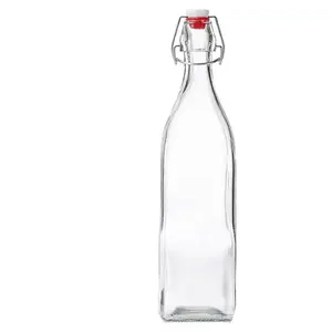 250 מ "ל צלול משקה צלול בקבוק עגול פירות יין בקבוקי אנזים זכוכית אטום בקבוק עם העליון נדנדה