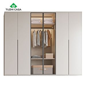 Bedroom Modern Wooden <strong>Wardrobe</strong> with Foldable and Extendable Features Combination Closets for Clothes - Product Image 2