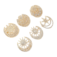 Broche Étoile et Lune Dorée en Alliage avec Strass en Cristal, Style Musulman, Accessoire pour Foulard, Sac à Dos et Vêtements pour Femme