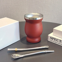 Tasse à Yerba Maté en Acier Inoxydable à Double Paroi Isolée avec Paille-Bombilla et Cuillère, Sans BPA, Isolation Thermique Classique 12-24 Heures