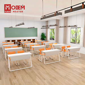 MINYI CABALLETE Moderno Asiento Doble Plástico Escuela Escritorio y Silla Set Middle School Student Furniture - Product Image 1
