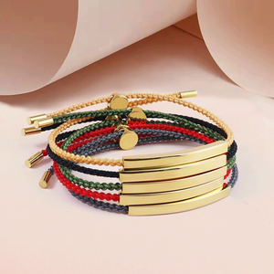New Design Customize Blank Stainless Steel Engraving Knots Rope Adjustable <b>Bracelet</b> Weaving Bangle <b>Women</b> - Product Image 1