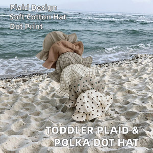 Berretto Floppy per ragazze Vintage a tesa larga ondulato lavorato a maglia con Plaid in cotone stampato a pois per la protezione solare estiva da esterno - Product Image 2